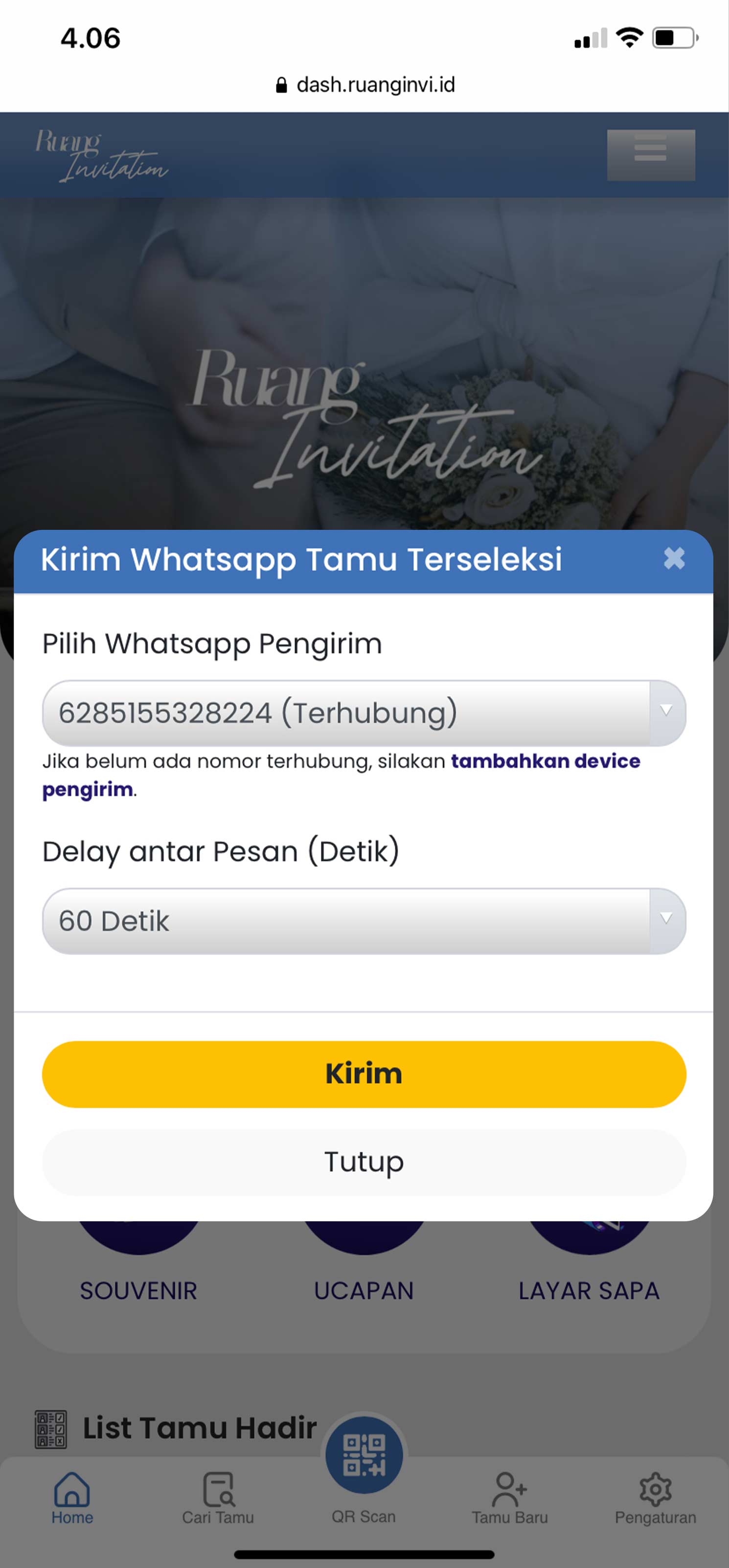 Kirim Berdasarkan Grup atau Seleksi